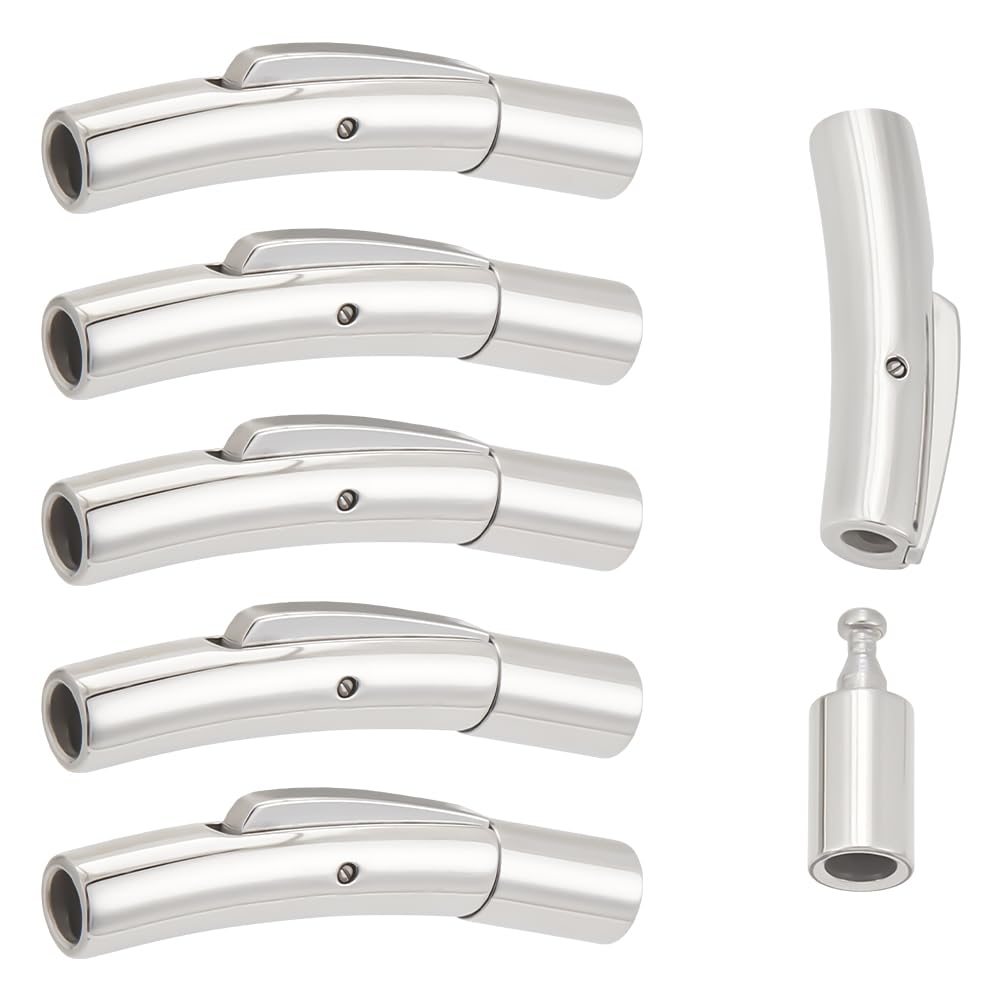 UNICRAFTALE 10 Sets Fermoirs Colonne à Baïonnette 304 Acier Inoxydable Embout De Cordon Boucle D'Assurance Pour Fabrication De Bijoux Bracelet Collier Cordon En Cuir 30x6mm Trou 3mm