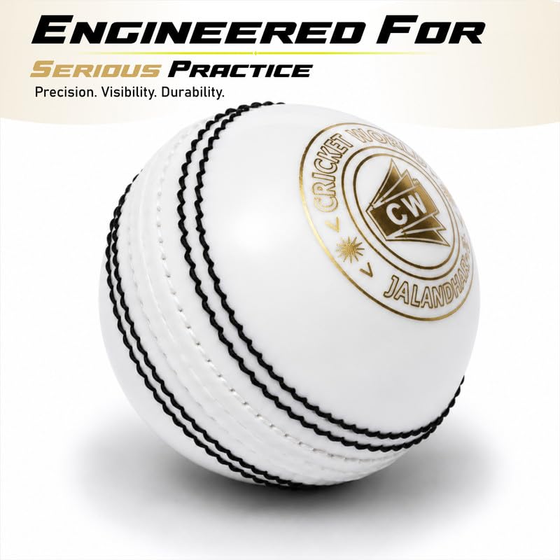 Image of CW Spin White Cricket Ball Water Proof |Practice Training Light Weight 115 Grams | Pack of 2