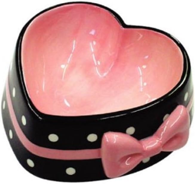SSJ Lovely Heart-Shaped Pet Dog Bowl Made of Ceramic (Pink, S)