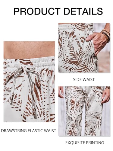 Image of PASLTER Mens Cotton Linen Pants Casual Summer Beach Pants Dress Trousers | Loose Fit, Elastic Drawstring Waist, Lightweight, Straight-Legs, Slacks, Yoga, Work, Vacation, Quick Dry