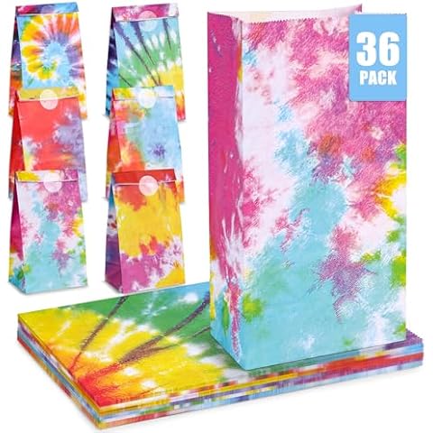 TOXOY 36PCS Tie Dye Gift Bags for Parties Cover