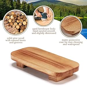 Farmhouse Wood Tray Rustic Wooden Pedestal 12 55 2 inches Decorative Wood Riser for Farmhouse Kitchen Counter Bathroom Room Decor Brown