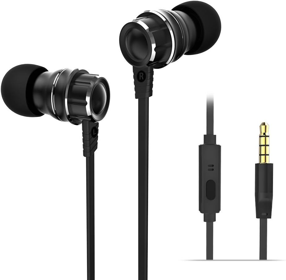 In Ear Headphones - Wieppo 3D Wired Headphones 4 Drivers Metal Stereo Earbuds with Microphone, IPX5 Water Resistant Headsets with 5 Feet Cable, Noise Isolating, Enhanced Bass, 3.5mm for Smartphones