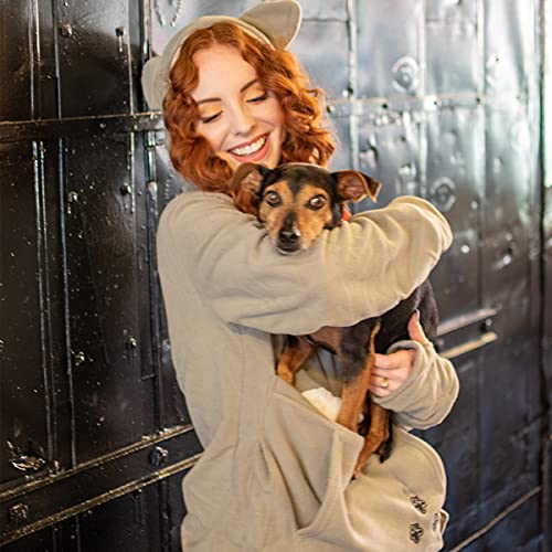 Women Hoodies, Pet Holder Cat Dog Large Pouch Carriers Pullover Fleece Sweatshirt With Soft Pet Pouch (Grey, Xxx-Large) #TOP4