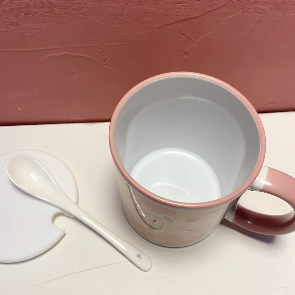 Taza de café de cerámica Taza de cerámica Taza pequeña con Estampado de melocotón Fresco Japonés Simple con Tapa Taza de té Taza de Agua para Estudiantes