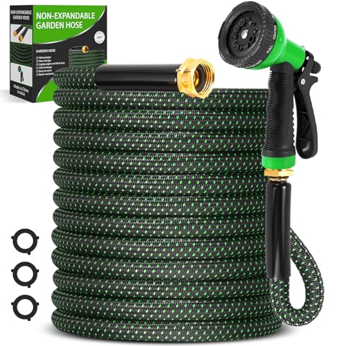 Garden Hose 50ft, Non-Expanding Water Hose, Lightweight, Kink Free, Sturdy, Leak-Proof, Portable,...