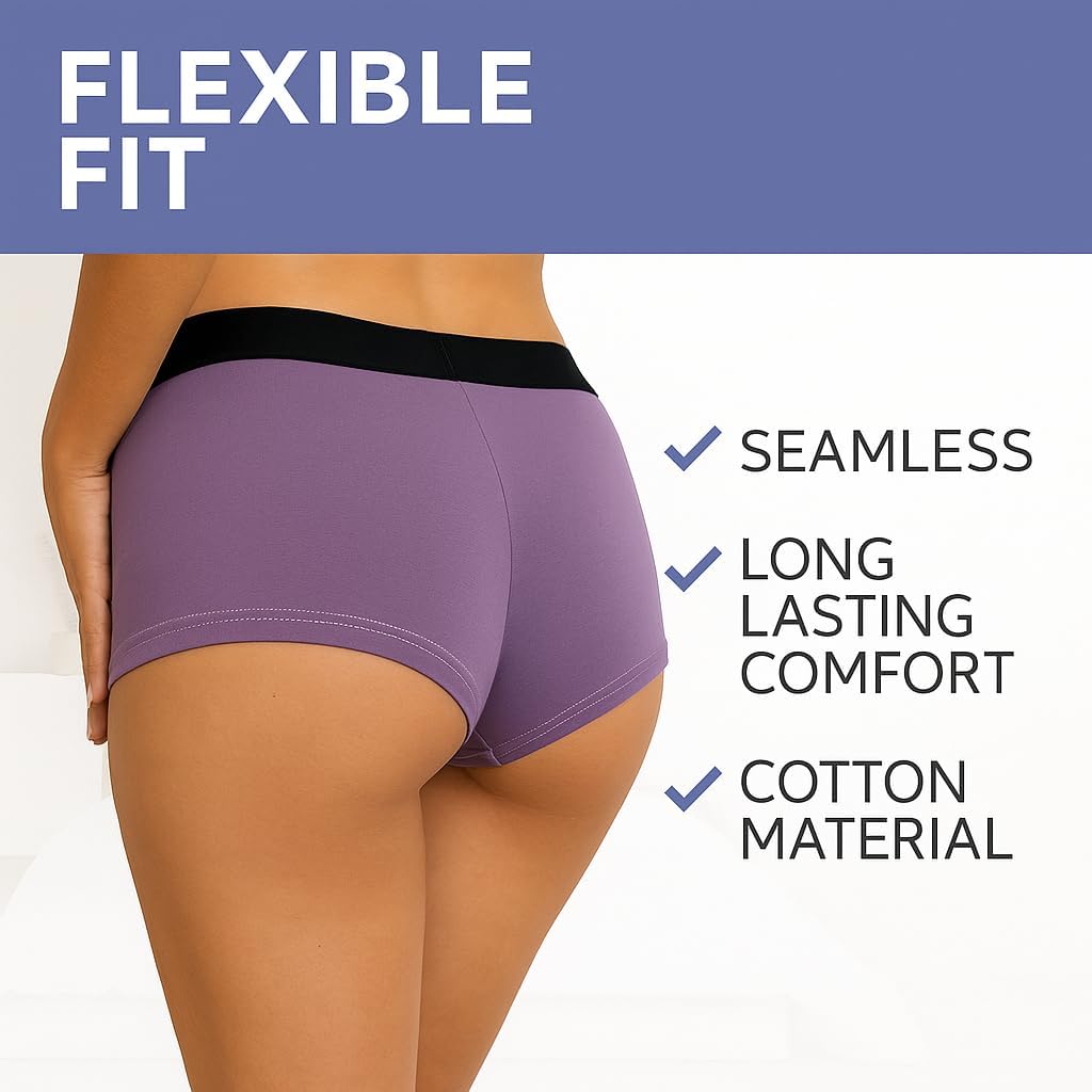 Nabtos Women Boxers Basic Cotton Boyshort Solid Color Panties Underwear Ladies Breathable Comfortable Briefs Pack 5 - Image 3