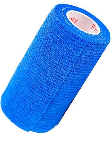 Fita adesiva veterinária de 10 cm a granel (azul) (pacote com 12) Rolo autoadesivo aderente de aderê