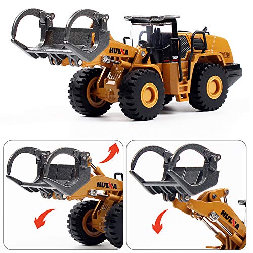 Gemini&Genius Construction Vehicle Toys Timber Grab Truck Heavy Metal 1/50 Scale Wooden/Building Materials Grab Vehicle Engineering Alloy Models Toys Gift Collection And Decoration For Kids #TOP2