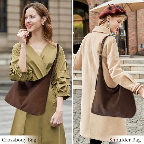 Image of Suede Bags for Women Suede Hobo Bag Retro Suede Tote Bag Slouchy Suede Shoulder Bag Crossbody Handbags Suede Purse