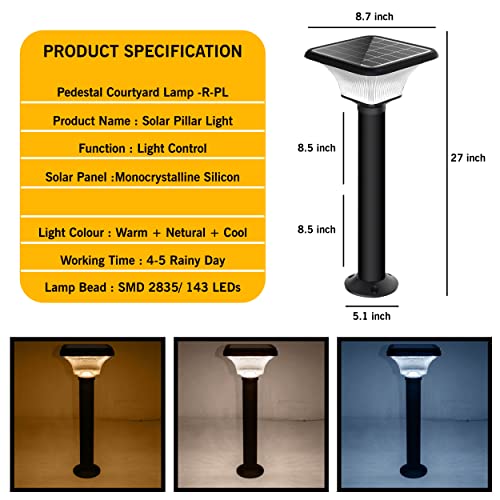 Image of Epyz Solar Gate Pillar Light Outdoor Graden with Long Pole Square Shape with 152 LEDs,12,000mah Battery, 3 Type of Lights, Application for Fence, Garden, Wall, Outdoor [ Pack of 2,Multicolour ]