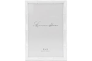 Lovely Bamboo Photo Frame in White Cast Metal | 4" x 6"