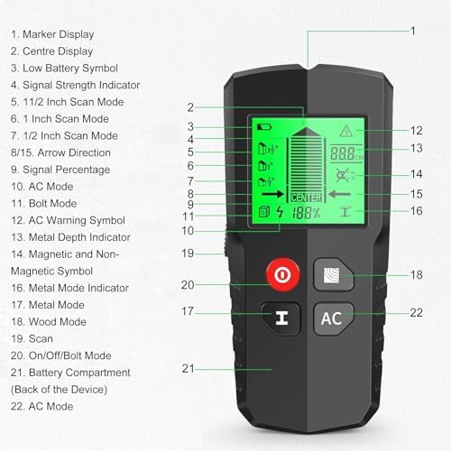 Bild 5 - EXTSUD Leitungsfinder Leitungssucher Wand Kabelfinder Leitungssuchgerät Ortungsgerät Wanddetektor Messgerät Wand Scanner Detektor Wandmetalldetektor für Holz Eisenmetalle Kabel Metall