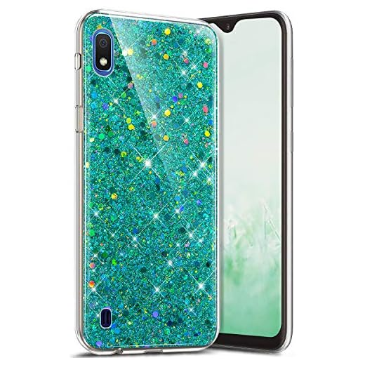 Robinsoni Coque Samsung Galaxy A10,Étui Galaxy A10 Coque Glitter Brillant Paillettes Diamant Silicone Transparent Clear Ultra Mince Gel TPU Souple Antichoc Housse pour Galaxy A10,Vert