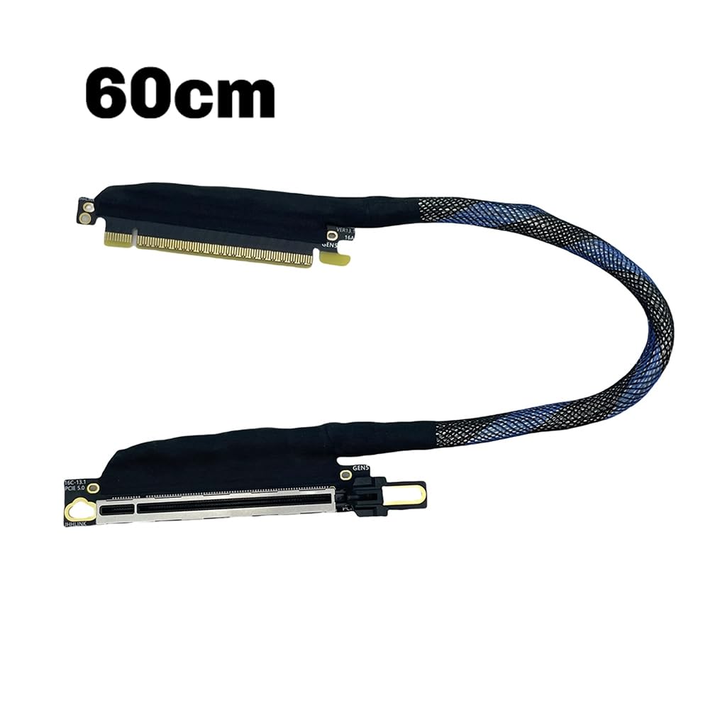 PCIe 5.0 X16 karta graficzna GPU przedłużacz posrebrzany PCI-E 5.0 X16 GEN5 64GT/S adapter kabel serwerowy szybki szybki PCIE 5.0 X16 przedłużacz karty graficznej 60 cm