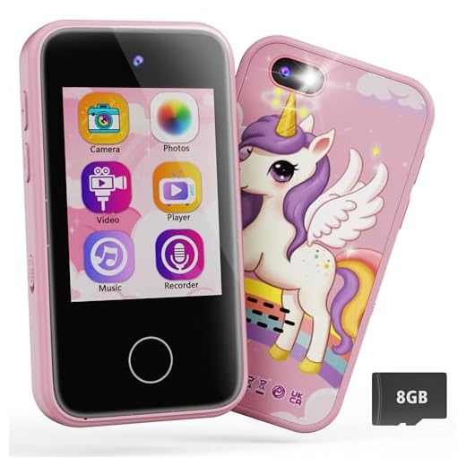 DUDUDRAGON Kids Phone Toy for Girls 3 4 5 6 Year Old MP3 Music Player, Dual Camera Travel Toys with Educational Games, Toddler Unicorn Birthday Gifts Touchscreen Pretend Cell Phones for 3-8 Year Old