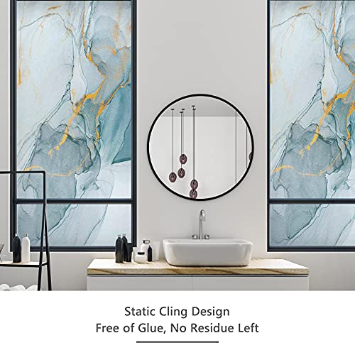 Myronsa Marble Texture Privacy Window Film Static Cling No Glue Window Marble Stained Glass Window Film Coverings Glass Sticker For Home For Bathroom Living Room Glass Film 35.4" X 78.6" (90 X 200 Cm) #TOP5