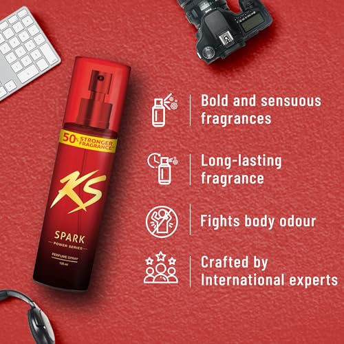 Image of KamaSutra Spark Power Series Perfume Spray for Men Combo Pack (2 x 135ml) | Long-Lasting Premium Fragrance | Body Spray for Men | Strong Scent | Travel-Friendly Deodorant Spray