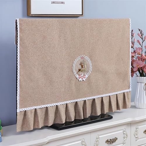 HAGJII Elegant Indoor Tv Dust Cover Cloth Universal Tv Screen Protector for 32-65 Inch Tvs, Home Art Decorative Tv Display Protectors, Dustproof & Scratch-Resistant(Curry,50 inch)