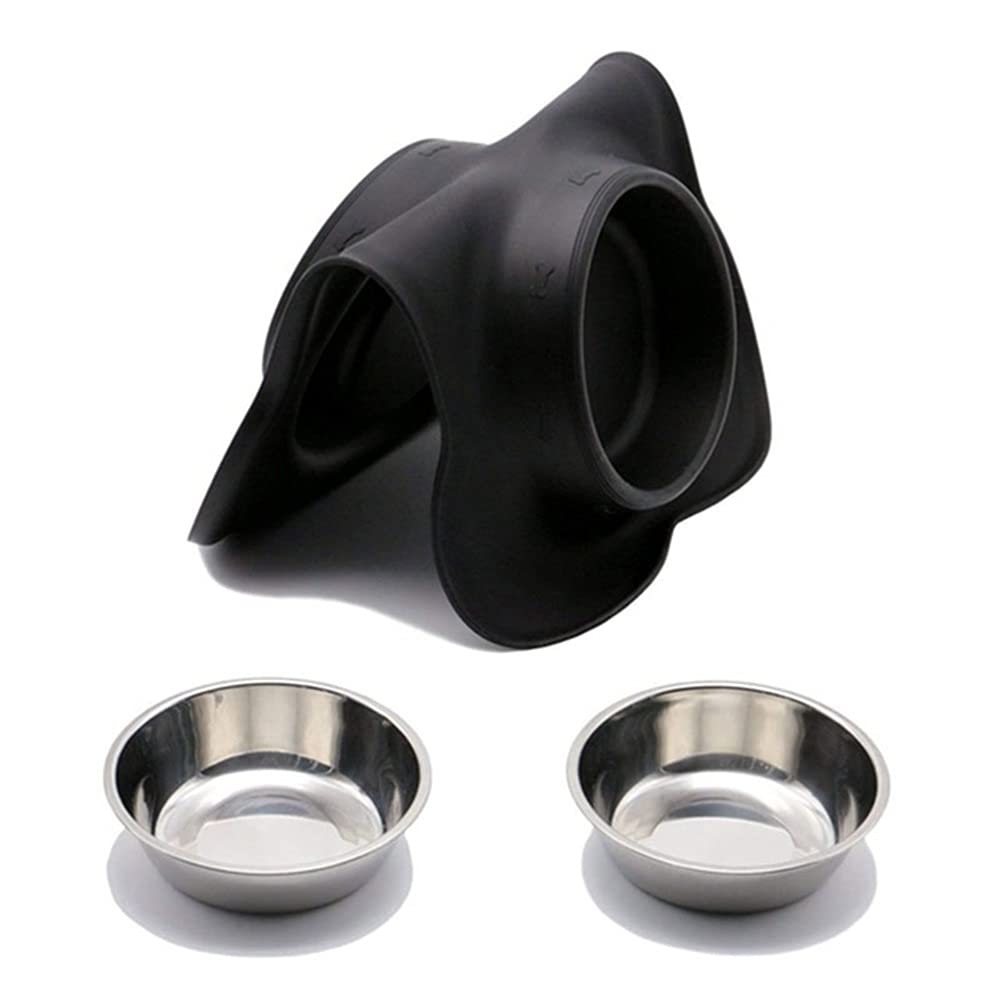 RTHGTFGW Comedero Perro Cuencos for perros Acero inoxidable Agua y alimentación Alimentador de alimentos con estera de silicona resistente al deslizamiento sin derrame for mascotas Perrito Pequeños pe