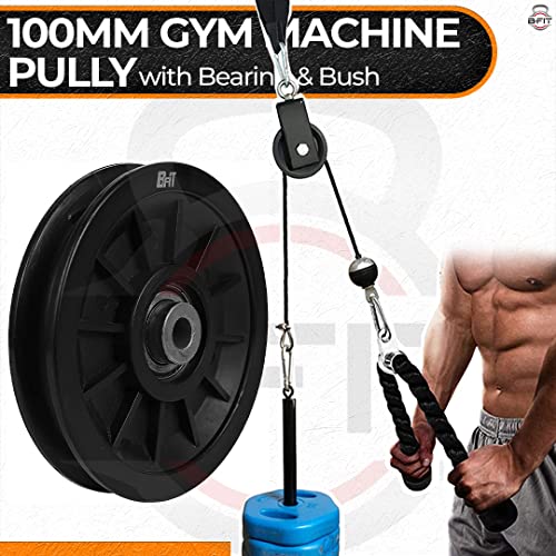 Image of B Fit ABS Plastic Gym Pulley with inbuilt Bearing and Bush- Heavy Duty Wheel Cable Gym Fitness Equipment Replacement 4 Pcs (100 MM-4 Pcs) | Gym Machine Attachment