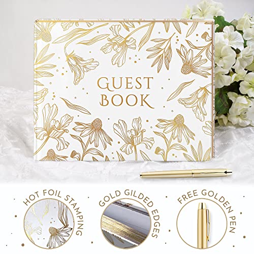 Beautiful Wedding Guest Book , Wedding Guestbook With Silver Pen , Guest Book Wedding With Gold Ribbon , Gold Guest Book , Wedding Guest With Gold Paper Edge , Wedding Book , Guestbook Wedding #TOP5