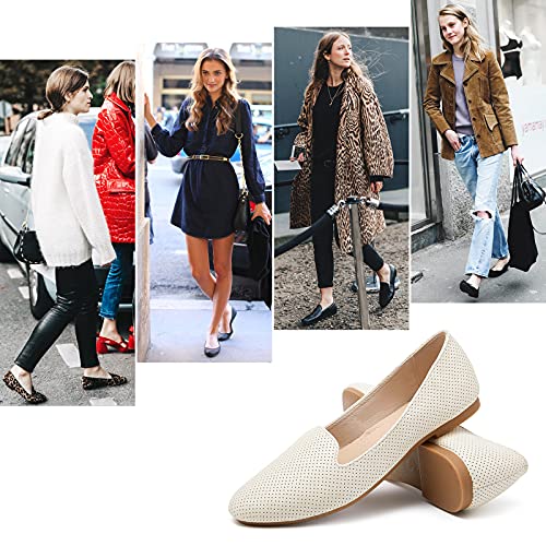 Hash Bubbie Women Ballet Beige Flats Shoes Comfortable Slip On Shoes Casual Dress Shoes(Beige.us8) #TOP3