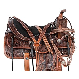 Acerugs All Natural Cowhide Western Leather Horse Saddle Comfy SEAT Pleasure Trail Barrel Racing Hand Tooled Premium Saddle TACK Set Bridle Breast Collar