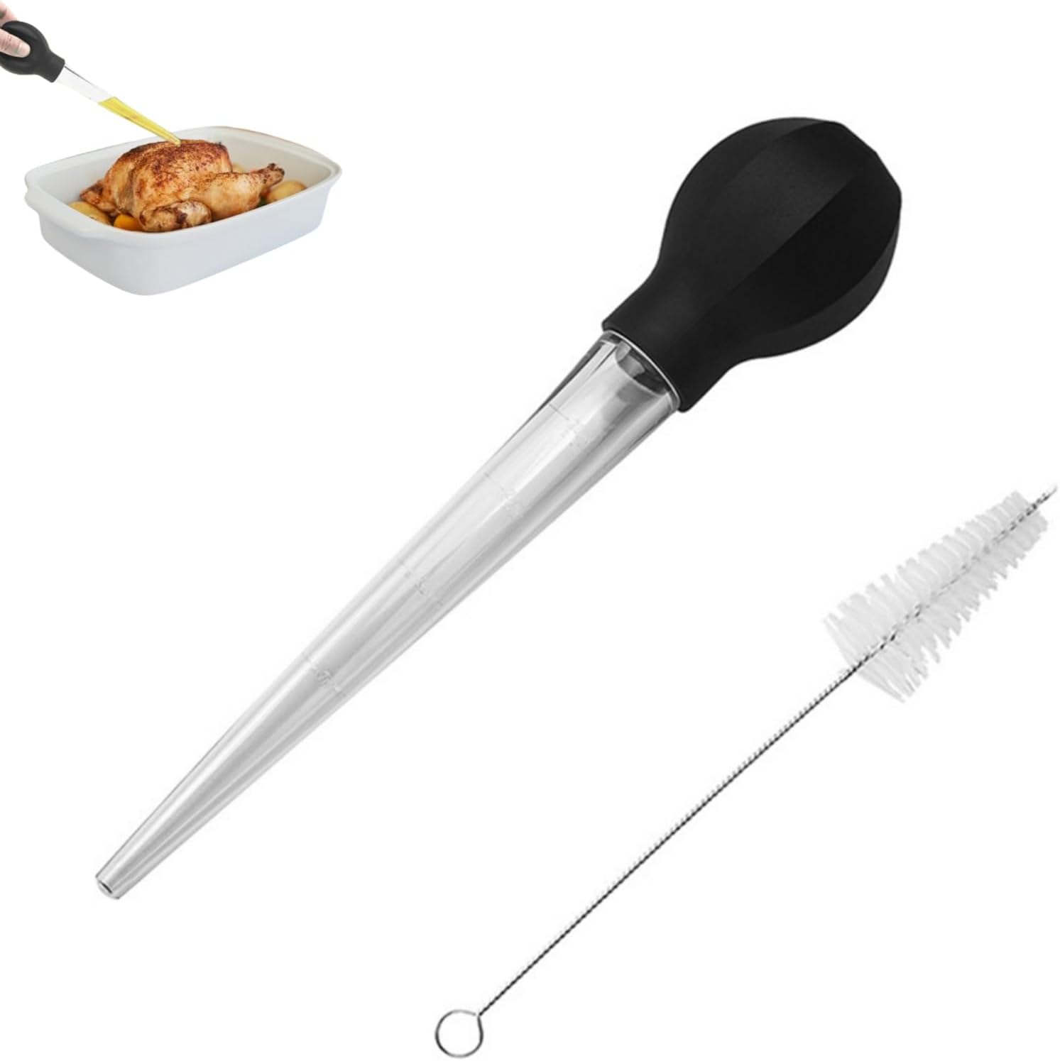 Large Turkey Baster with Cleaning Brush, Turkey Baster Tool for Cooking, Bulb Basters Syringes, Easy to Use and Clean, Thanksgiving & Christmas Essentials(11.5 inch in Length)