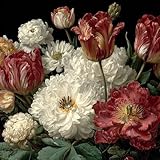 Pintar por Numeros Adultos, Flores Blancas Y Rosas, DIY Painting by Numbers Principiantes Kits, Cuadros para Pintar por Numeros Pinturas Acrilicos con Pinceles, Decoración 25x25cm Sin Marco WJY7-21