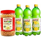 Iberia Chopped Garlic In Water, 32 oz + Iberia 100% Lemon Juice, 32 Ounce (Pack of 3)