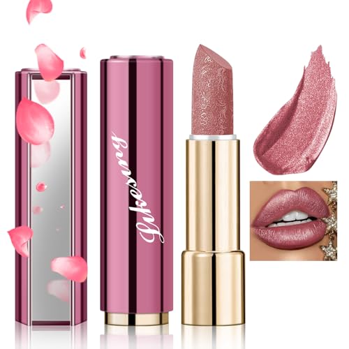 Likesing 1 Piezas Purpurina Pintalabios Permanente Rojo Labiales Larga Duracion Labial Lip Tint Gloss Stain Brillo Tinta Barra de Labios Tinte Labios Lipstick Maquillaje Mujer Regalo Navidad