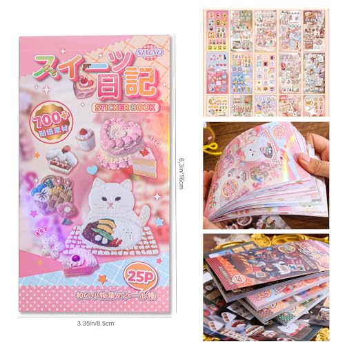 Image of Girl's Japanese Retro Sticker Book, 700+ Kawaii Old Showa Style Embroidered Stickers, Sweet Dessert Theme for DIY Scrapbooking Journaling Handbook Decoration