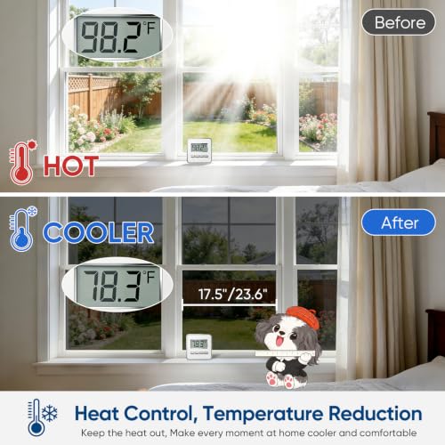 Image of SUNBABY Window Tint for Home, One Way Privacy Film Heat & UV Blocking, Static Cling No Glue Renter Friendly Cover for Home Bedroom, Office & Sliding Glass Door, 23.6 x 118.1 Inch with 3 Tools, Black