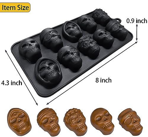image for JETKONG 10 Cavity Skull Chocolate Molds Silicone Skull Candy Mold for 