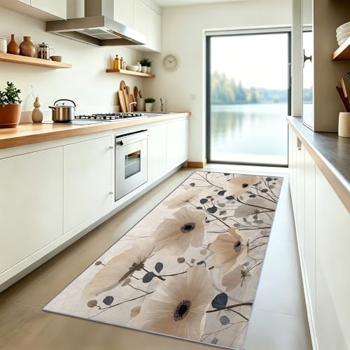 Tapis lavable coquelicot antidérapant et facile à nettoyer - 4