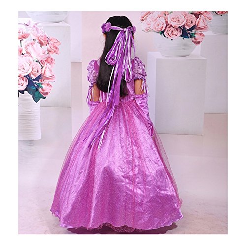 Robe fille violet aubergine Rapunzel avec finitions et reflets soignés