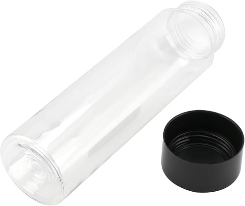 Miniatura 5 de ZOENHOU 18 botellas sensoriales de plástico transparente – Botellas reutilizables de jugo y bebidas de 14 onzas con tapas negras