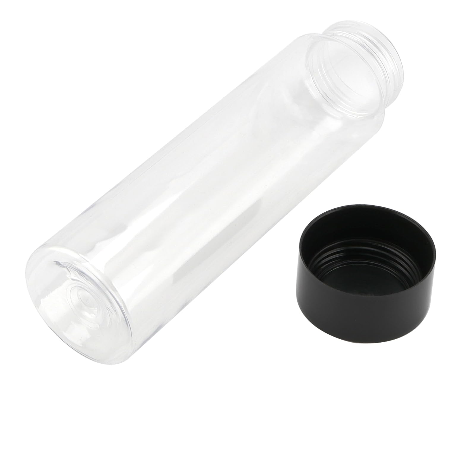 ZOENHOU Confezione da 20 bottiglie sensoriali in plastica trasparente, riutilizzabili, da 350 ml, con coperchio nero, per frullati, succhi di frutta, latte e altre bevande