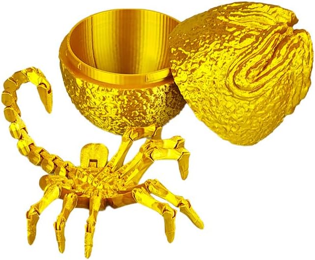 3D Printed Gold Alien Bug Egg Toy Desktop Decoration, Facehugger & Alien Eggs, Articulated Movable, Stress Relief & Imaginative Play, Adults & Teens with Autism/ADHD, Durable Resin Construction