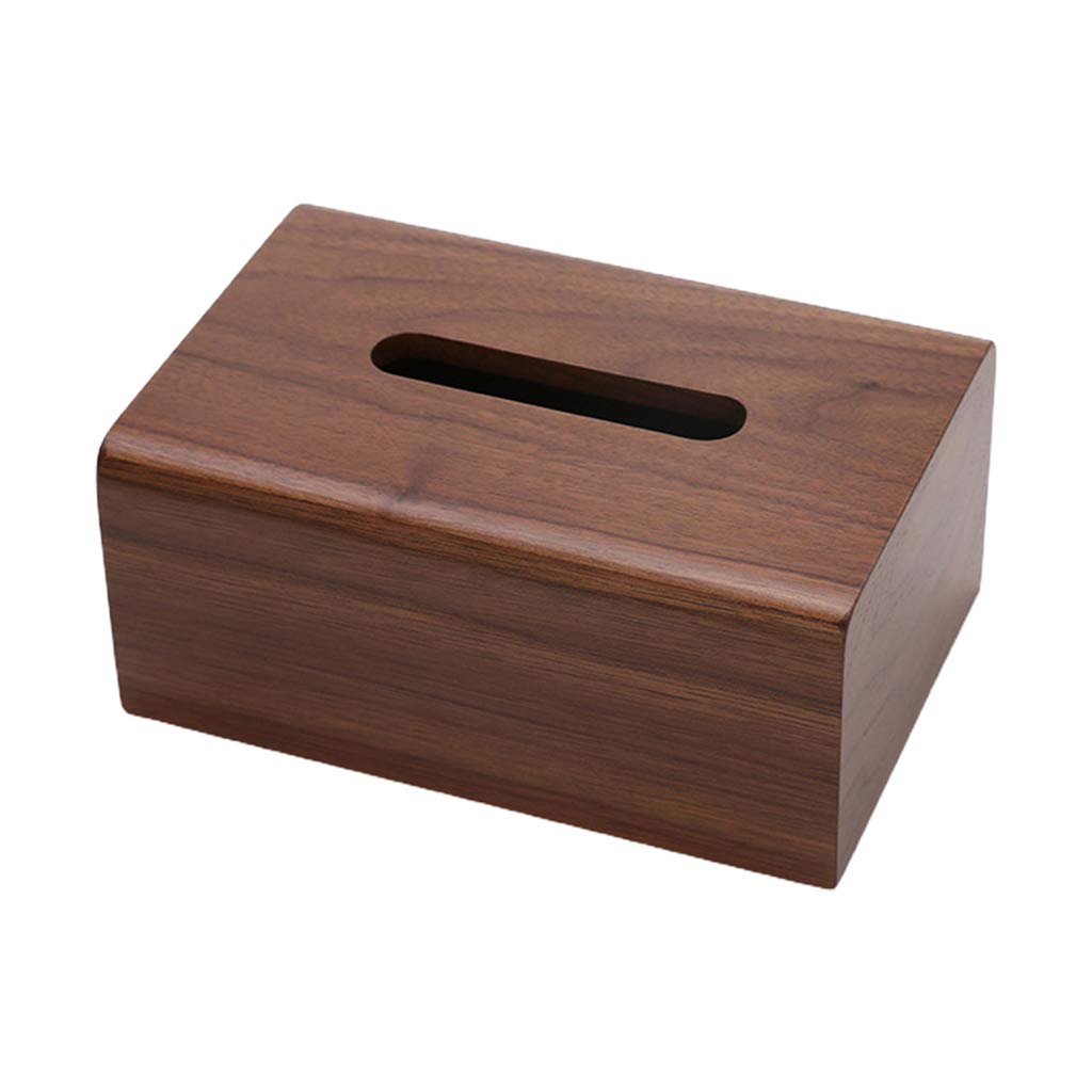 Exing Tissue Box Holder,(1 pcs) Black walnut tissue box holder with detachable lid, bedroom decoration napkin dispenser, Tissue Box Cover for home office car