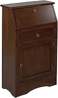 Winsome Regalia Secretary Desk Antique Walnut - Compact Fold-Down Writing Desk with Storage Shelves & Drawer