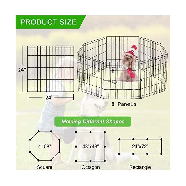 Pet-Dog-Playpen-Foldable-Puppy-Exercise-Pen-Metal-Portable-Yard-Fence-for-Small-Dog-Travel-Camping-8-Panel-24-24-24x24 Foldable Puppy Exercise Pen