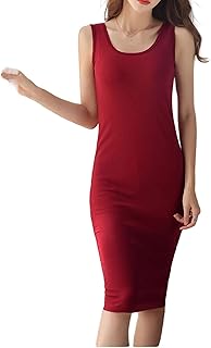 [Audwine] スリップインナー 透け防止ペチコート タンクワンピース レディース キャミソール ペチワンピース スリップ ひざ丈 吸汗 通気性 キャミワンピース インナー ルームウェア 部屋着 薄手 無地 体型カバー 大きいサイズ