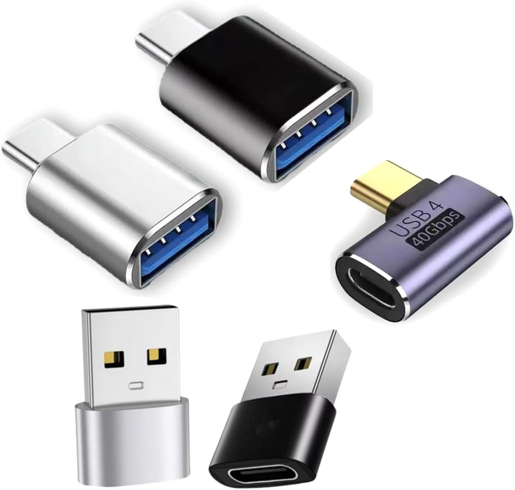 USB Adapter 5-Pack, USB a to C Female Adapter & 10Gbps USB C Male to USB 3.1 Female OTG Adapter, Type C Adapter for MacBook iPhone 17 16, iPad,Thunderbolt 4 etc.