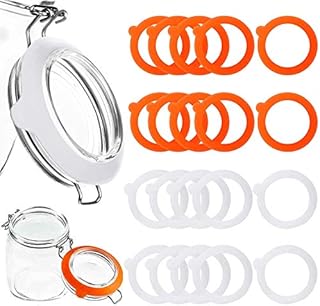 Kalolary 20 Pieces Replacement Rubber Seals Rubber Jar Gaskets, Leakproof Rubber Seals Reusable Airtight Rubber Gasket for Wide Mouth Glass Clip Top Jar CanningWhite, Orange