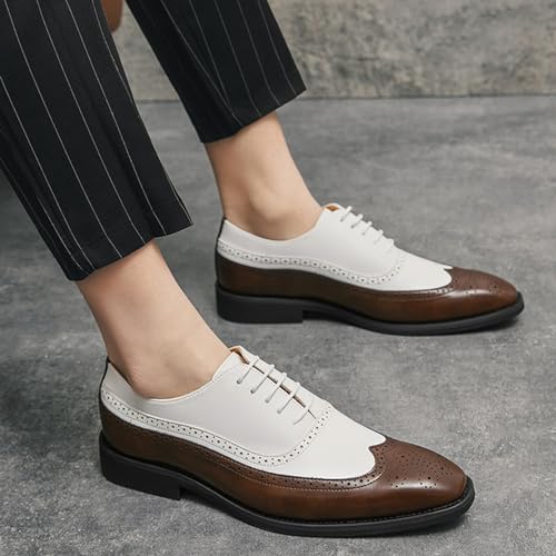 Men's Soft Leather Oxford Dress Shoes Classic Wingtip Lace-Up Brogue Oxford Shoes Stylish Business Casual Formal Work Shoes4