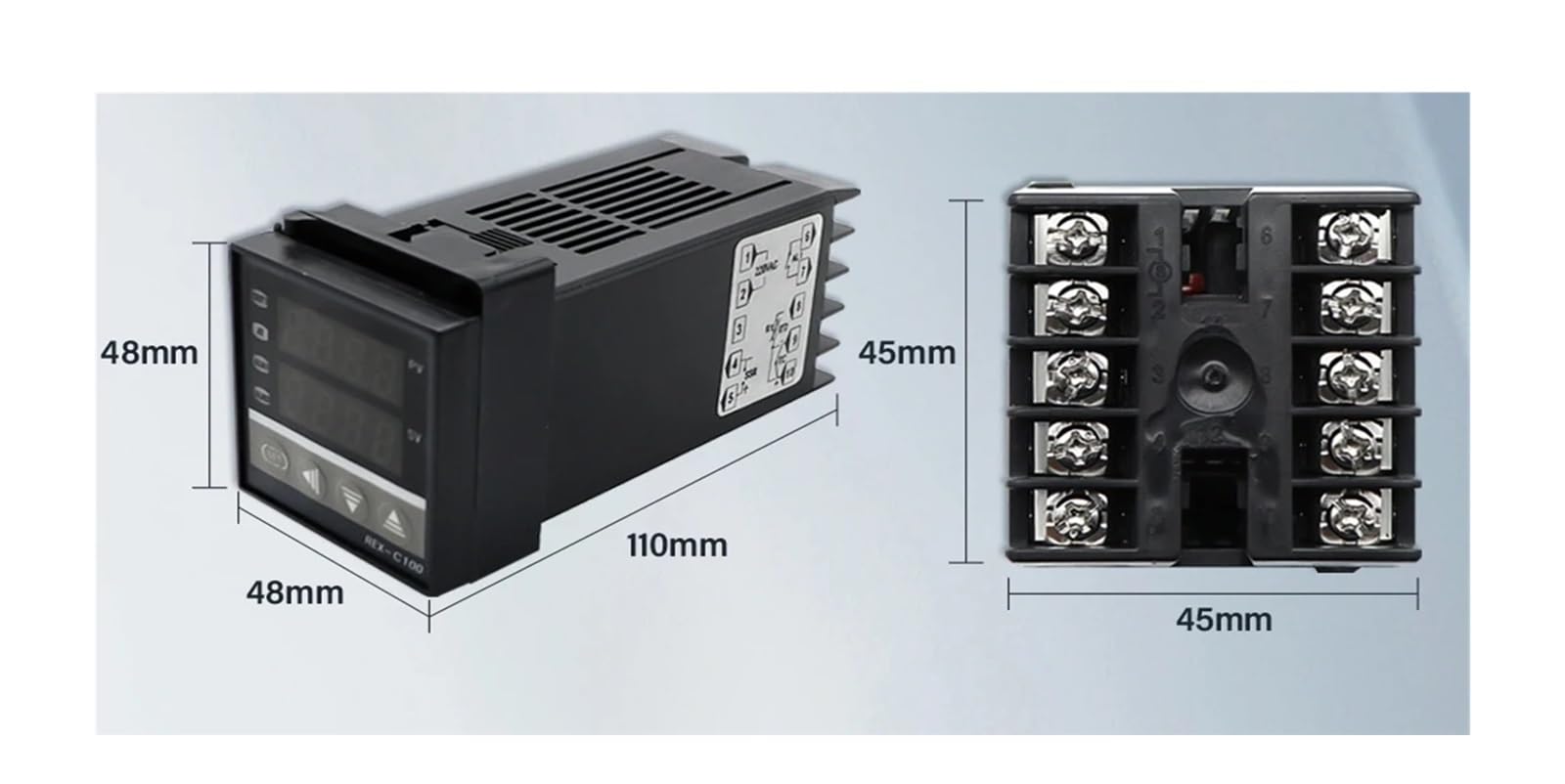 Termostato controlador de temperatura digital C100 + Relé máx. 40A 40DA + Termopar K M6 Sonda de 1M con disipador de calor