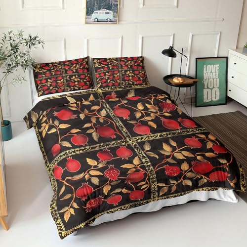 Parure de lit en microfibre de qualité supérieure noire et rouge 200x200 - 3