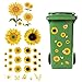 Adesivi di Fiori per Bidone, Adesivo Autoadesivo per Pattumiera Girasole, Decorazione Floreale Impermeabile per Parete, Porta, Cestino, Frigorifero 3 Pezzi